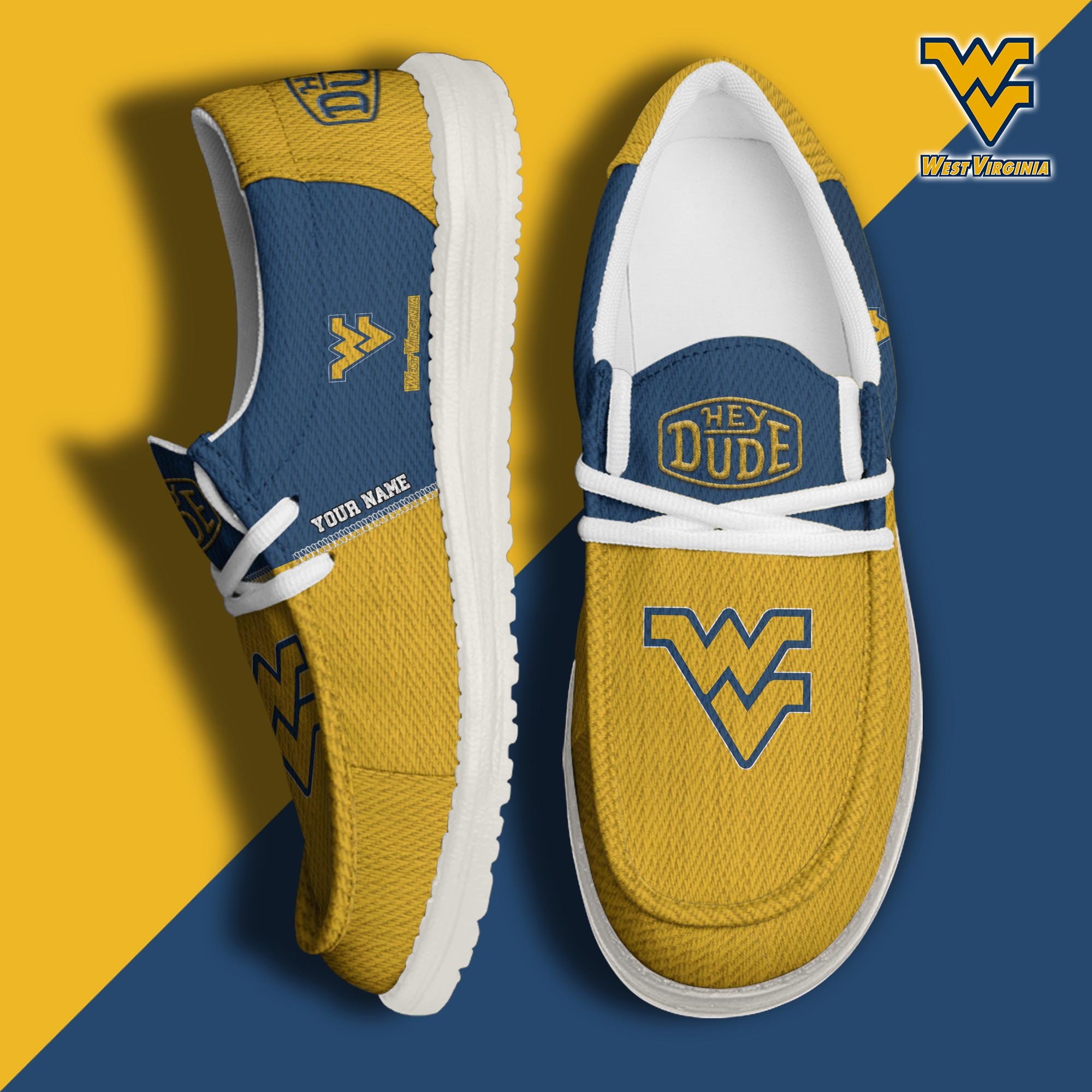 West Virginia Mountaineers Personalized Hey Dude Shoes For Men And Women ST7187