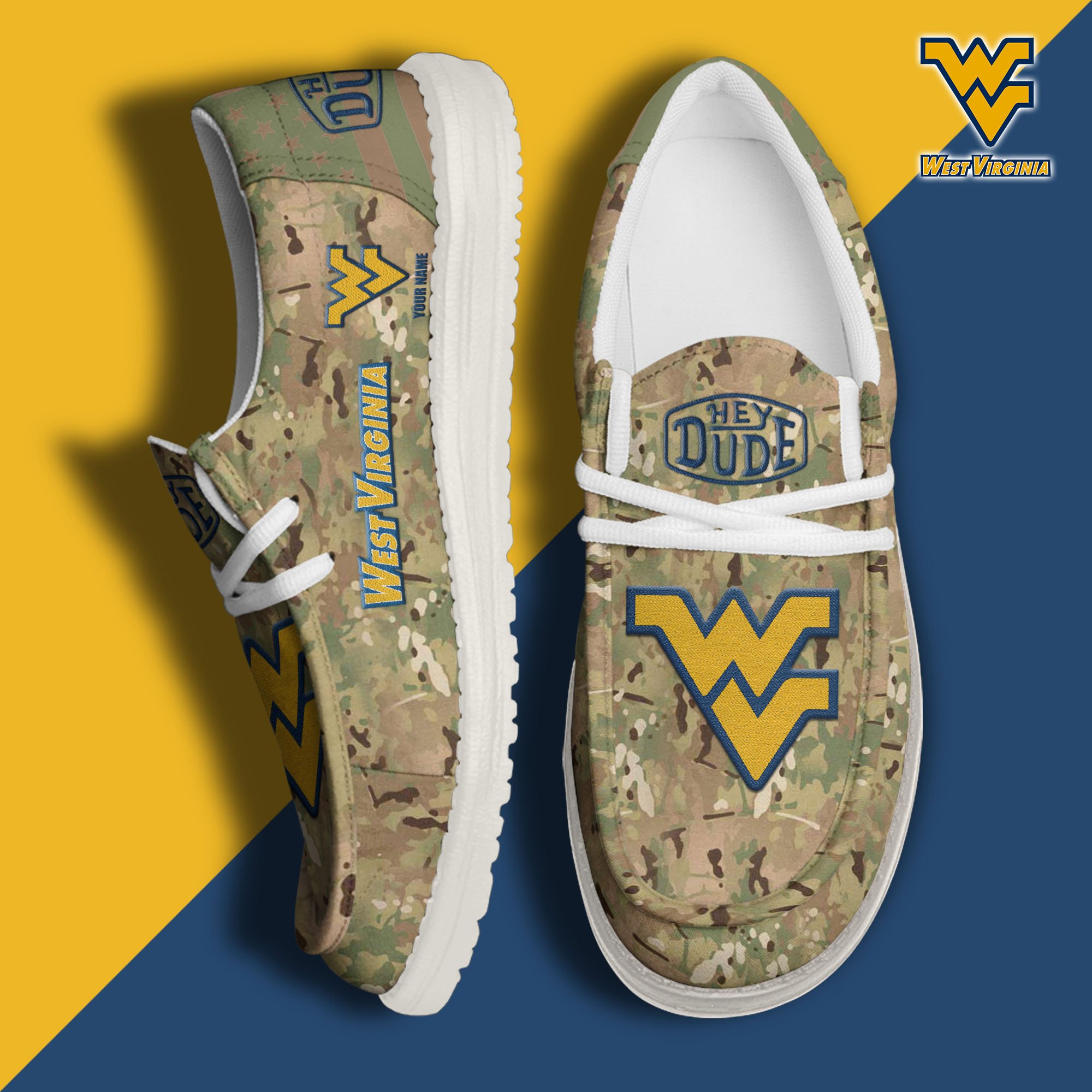 West Virginia Mountaineers Personalized Hey Dude Shoes For Men And Women ST8116