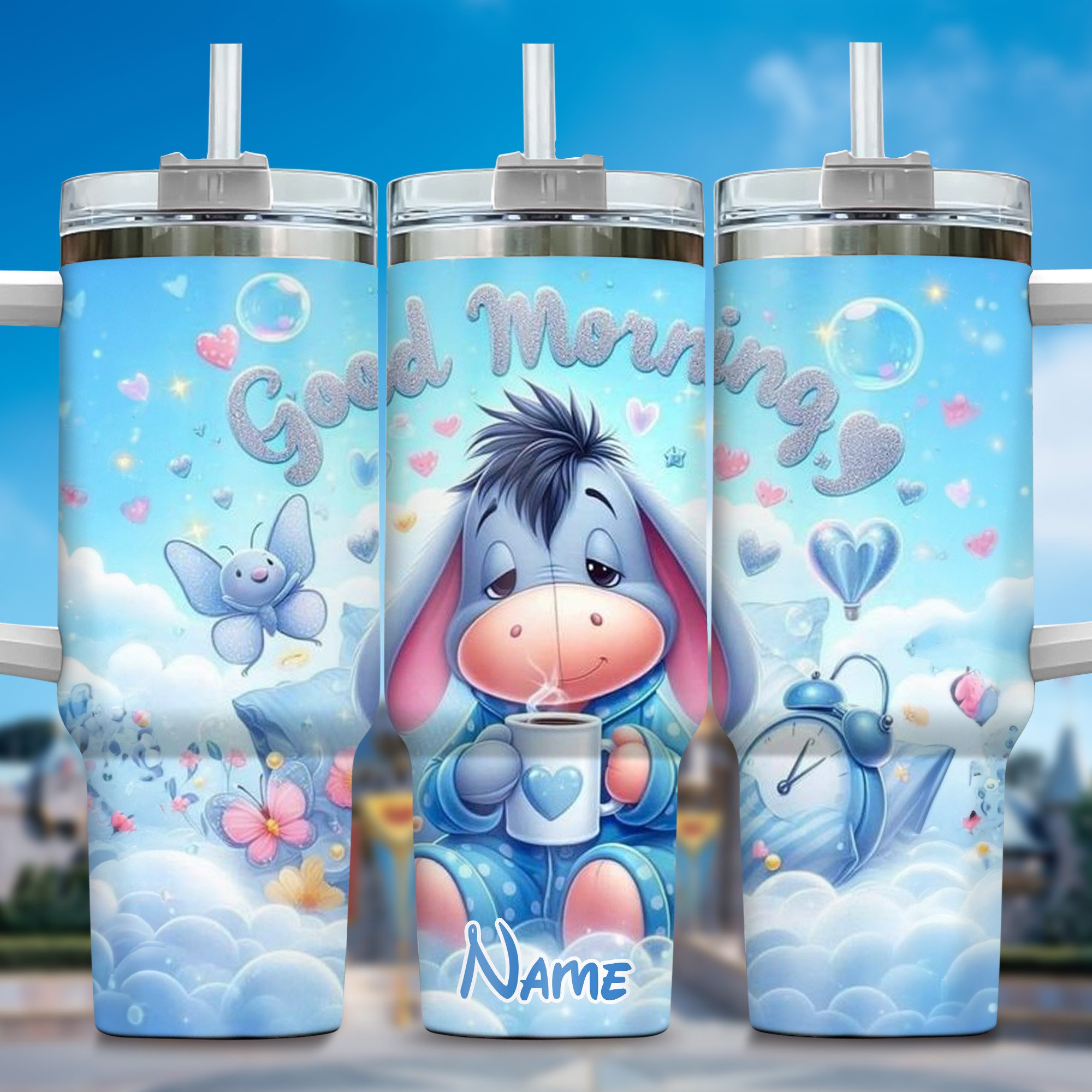 Winnie The Pooh Cartoon Stanley Tumbler With Handle Personalized Name St4847