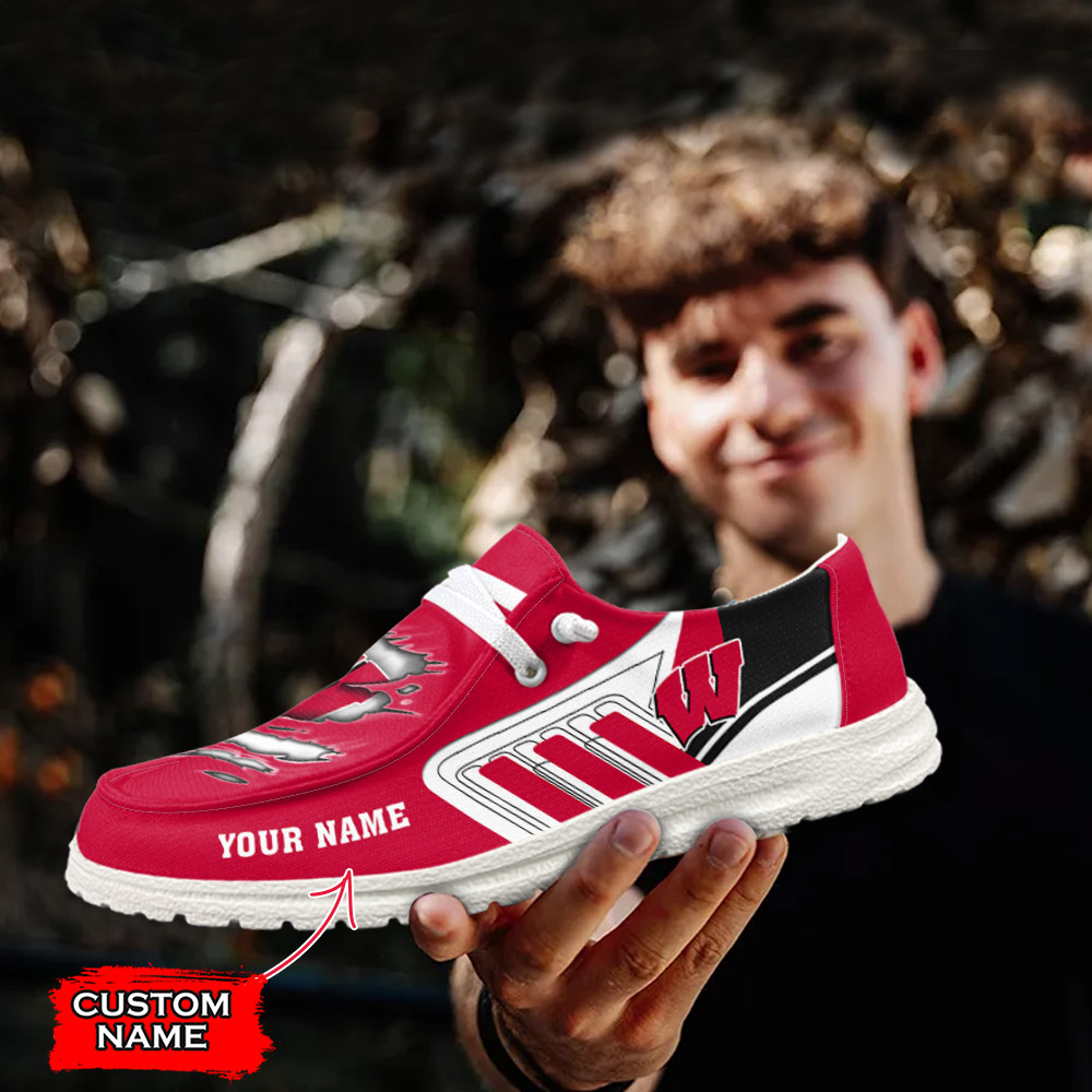 Wisconsin Badgers NCAA Personalized Hey Dude Shoes For Men And Women ST13356