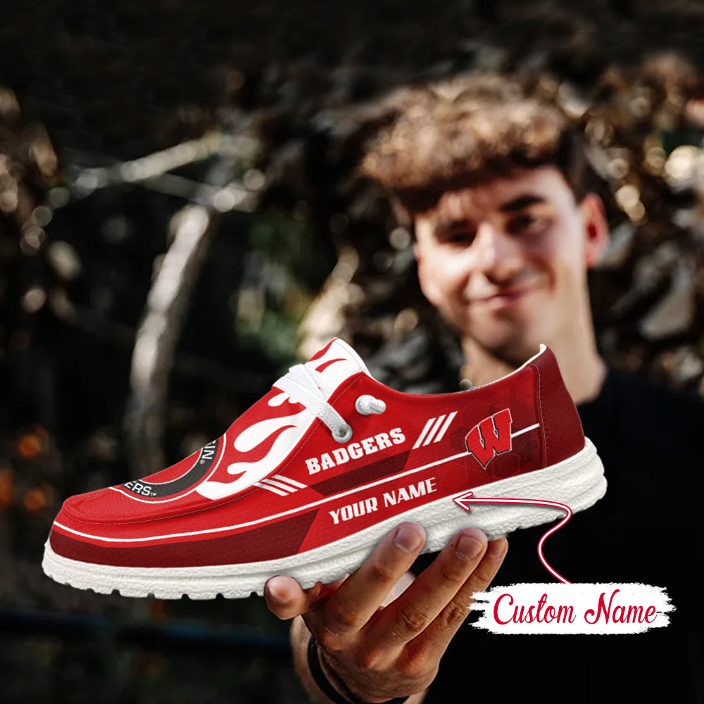 Wisconsin Badgers NCAA Personalized Hey Dude Shoes For Men And Women ST14314