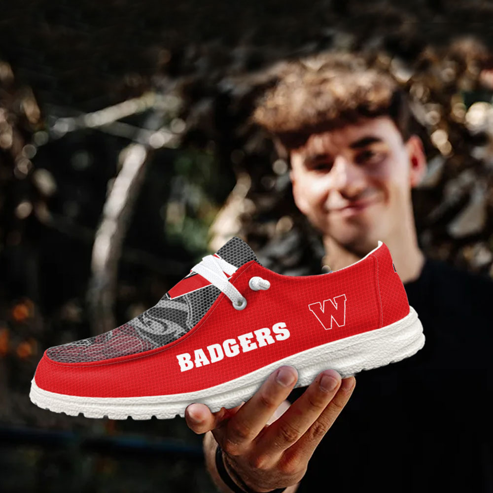 Wisconsin Badgers NCAA Personalized Hey Dude Shoes For Men And Women ST14338