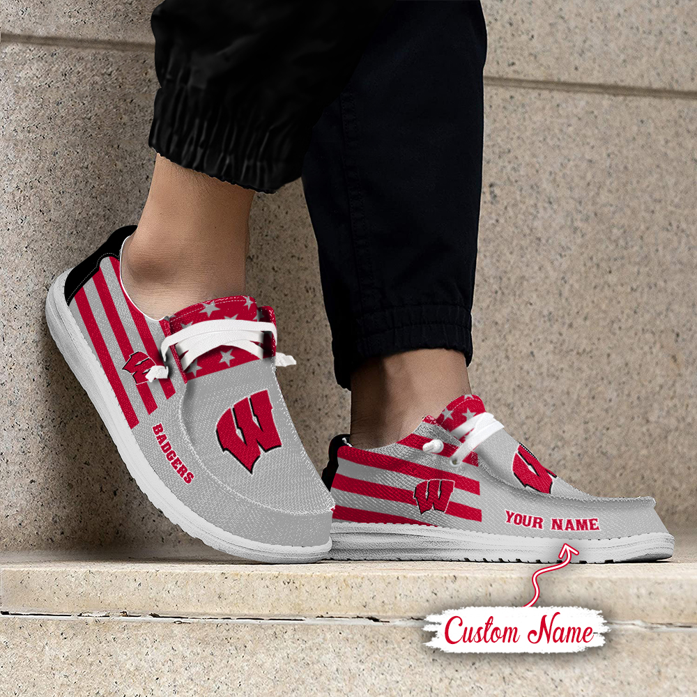 Wisconsin Badgers Personalized Hey Dude Shoes For Men And Women ST10662