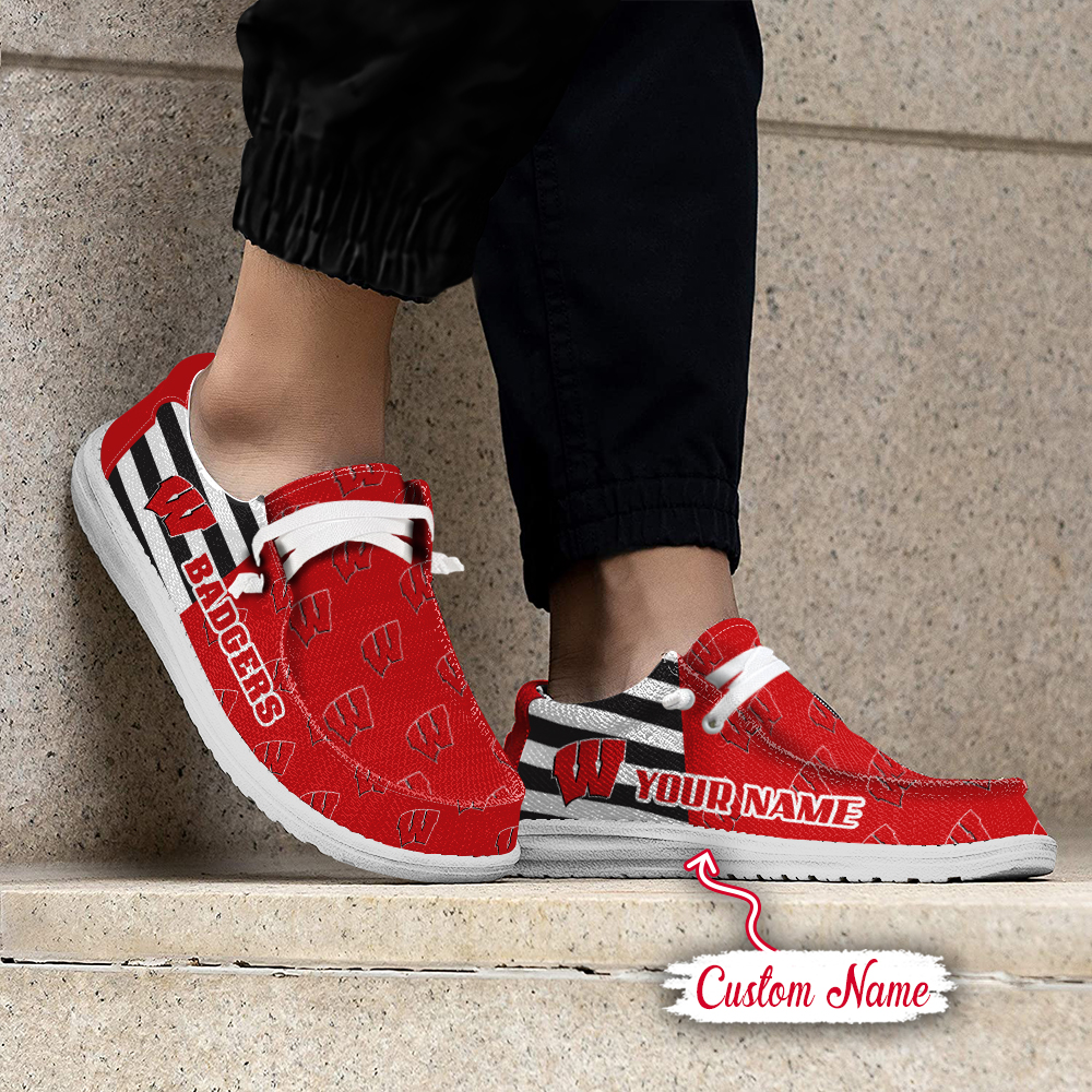 Wisconsin Badgers Personalized Hey Dude Shoes For Men And Women ST10801