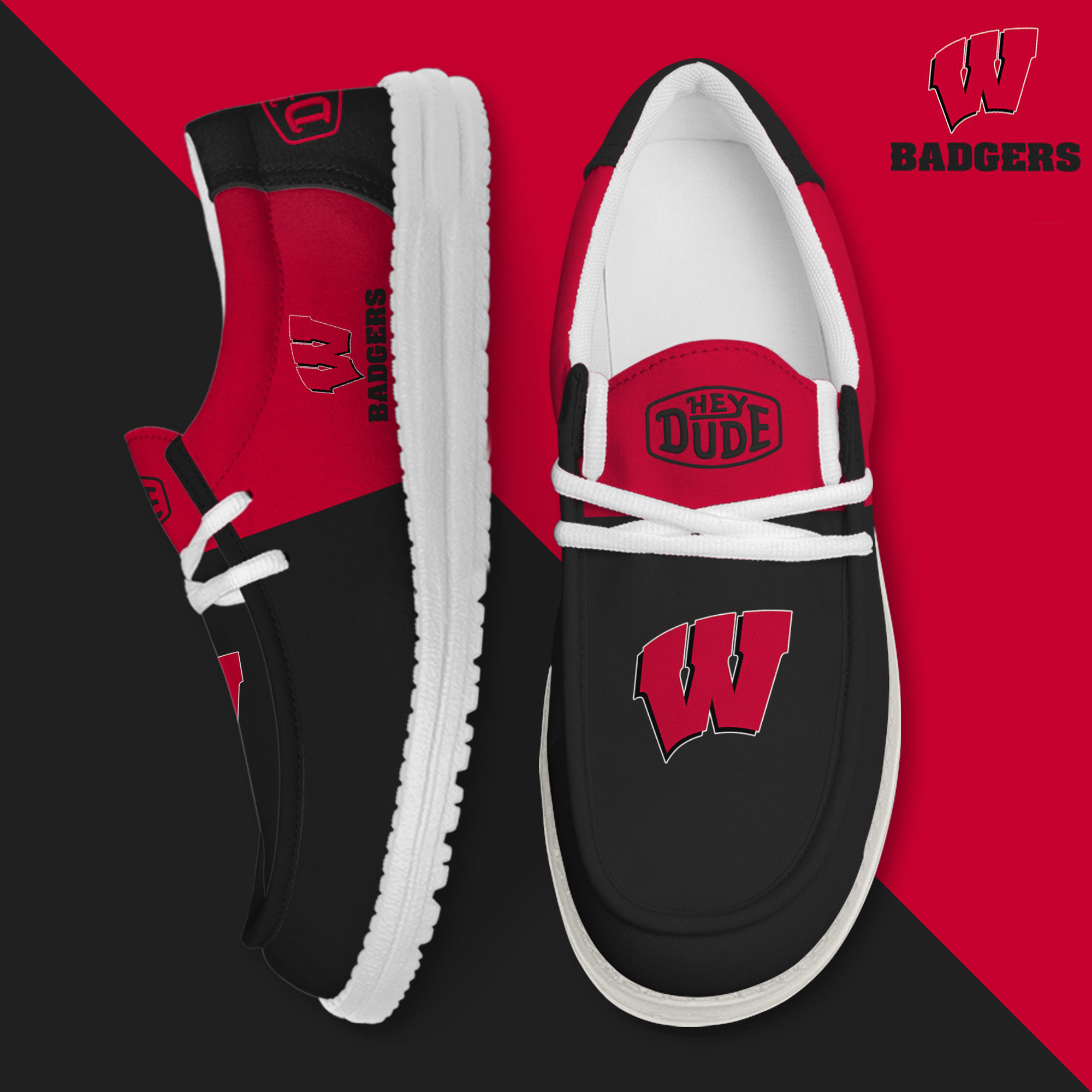 Wisconsin Badgers Personalized Hey Dude Shoes For Men And Women ST11035