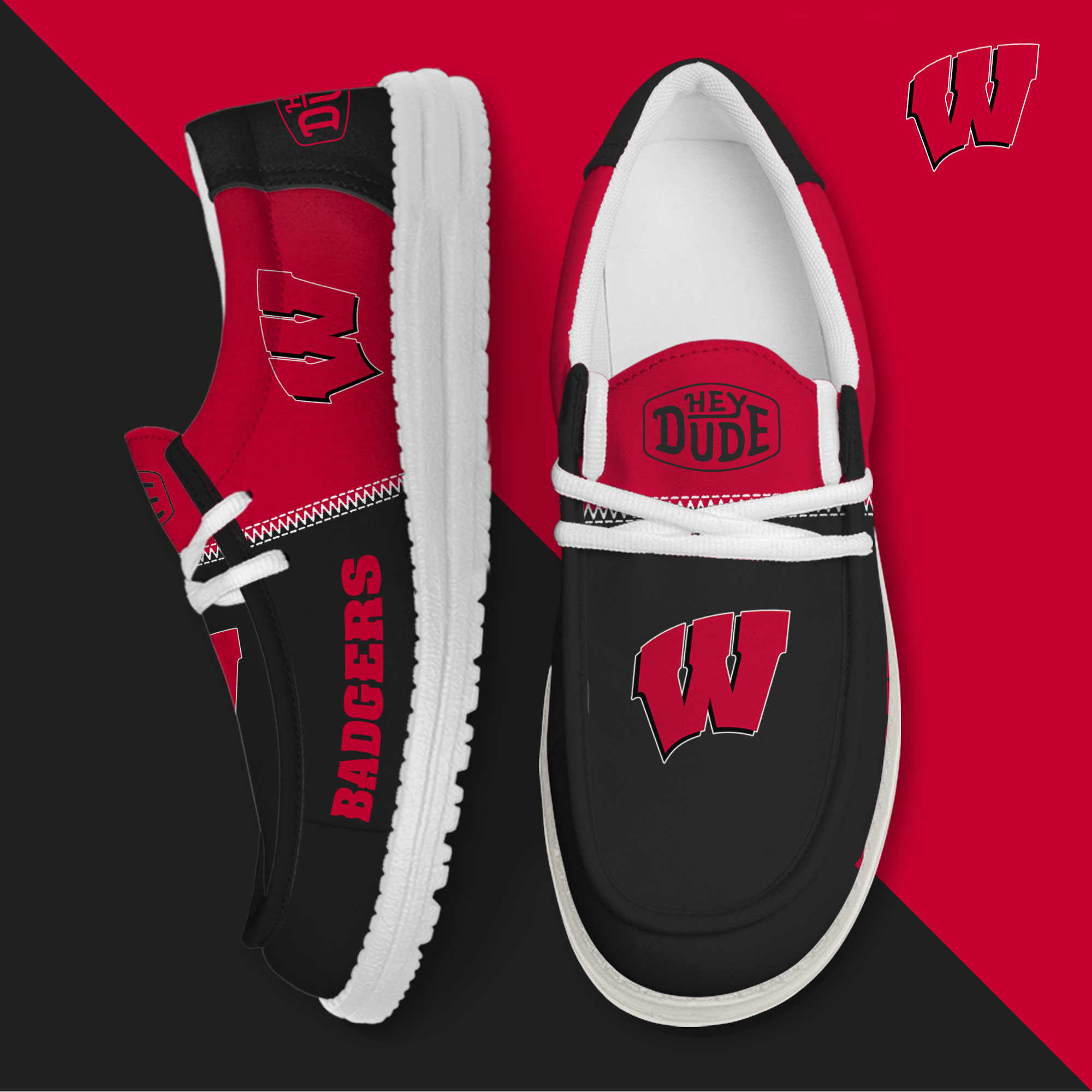 Wisconsin Badgers Personalized Hey Dude Shoes For Men And Women ST11095