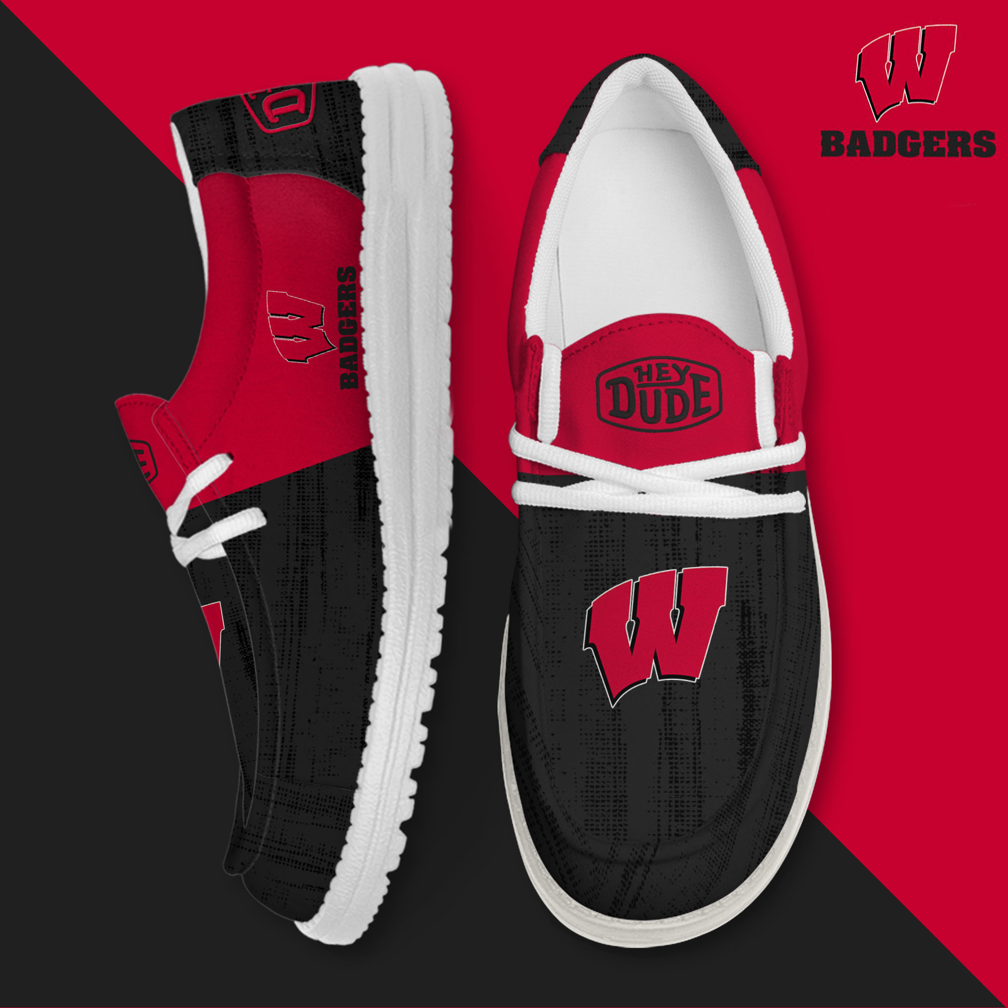 Wisconsin Badgers Personalized Hey Dude Shoes For Men And Women ST11485