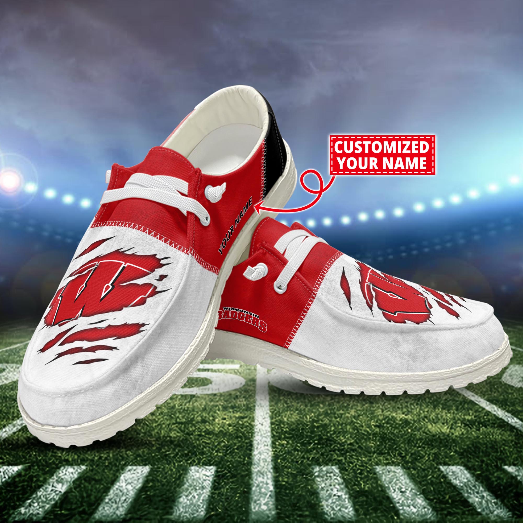 Wisconsin Badgers Personalized Hey Dude Shoes For Men And Women ST15282