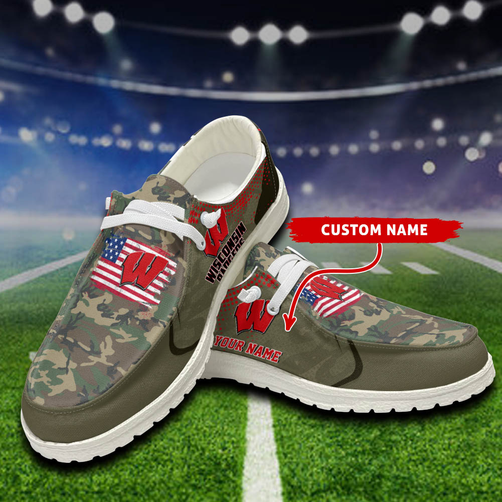 Wisconsin Badgers Personalized Hey Dude Shoes For Men And Women ST15333