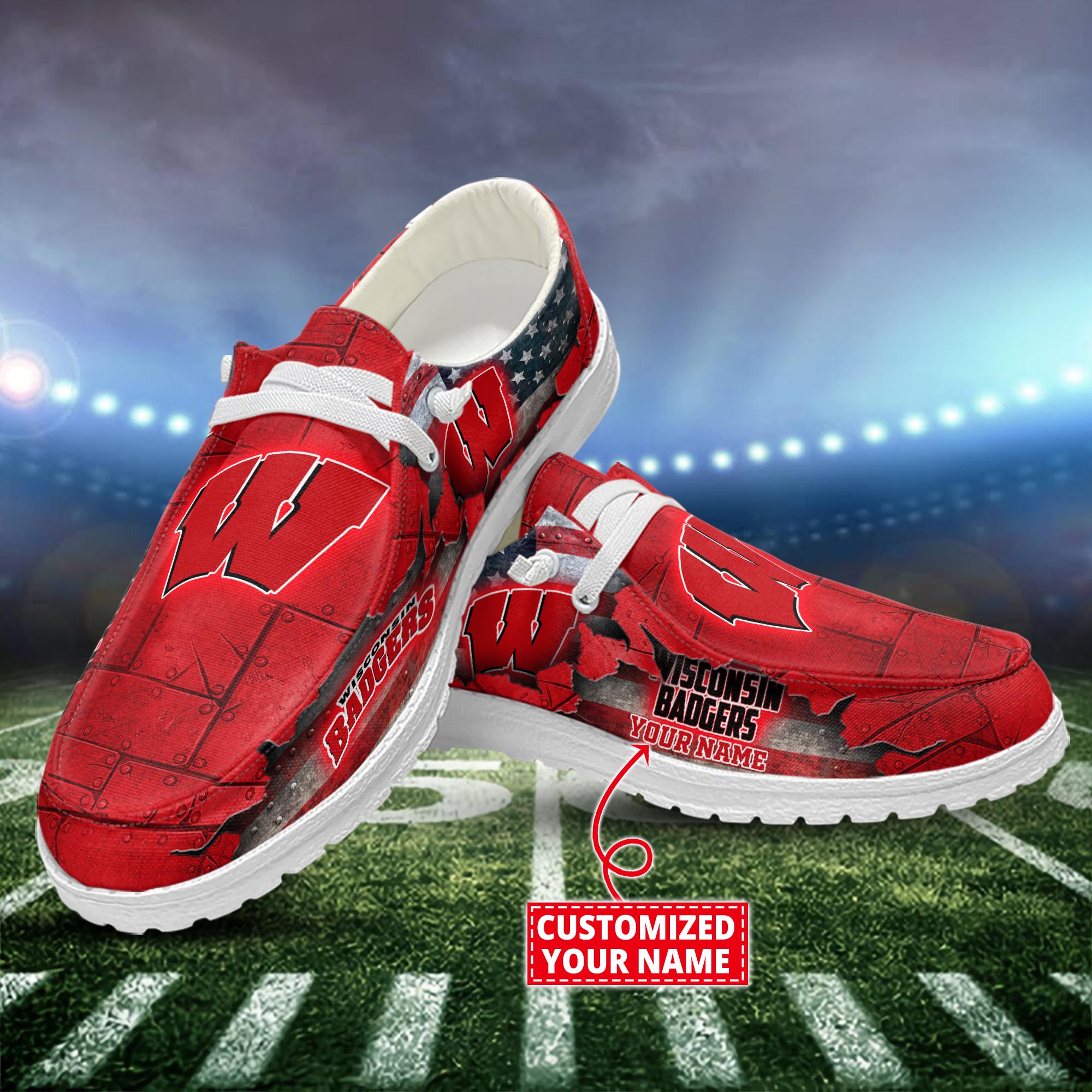 Wisconsin Badgers Personalized Hey Dude Shoes For Men And Women ST15833