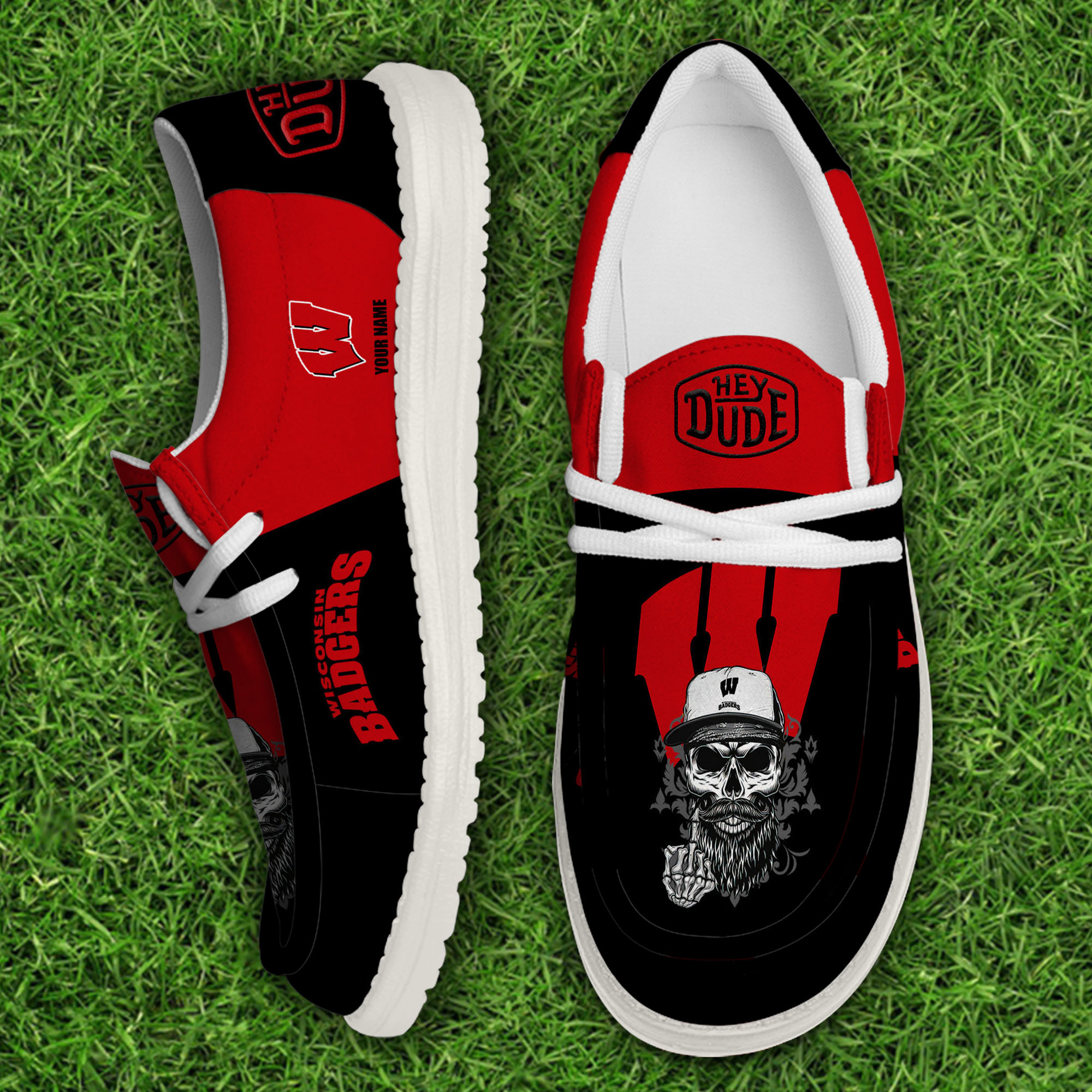 Wisconsin Badgers Personalized Hey Dude Shoes For Men And Women ST4904