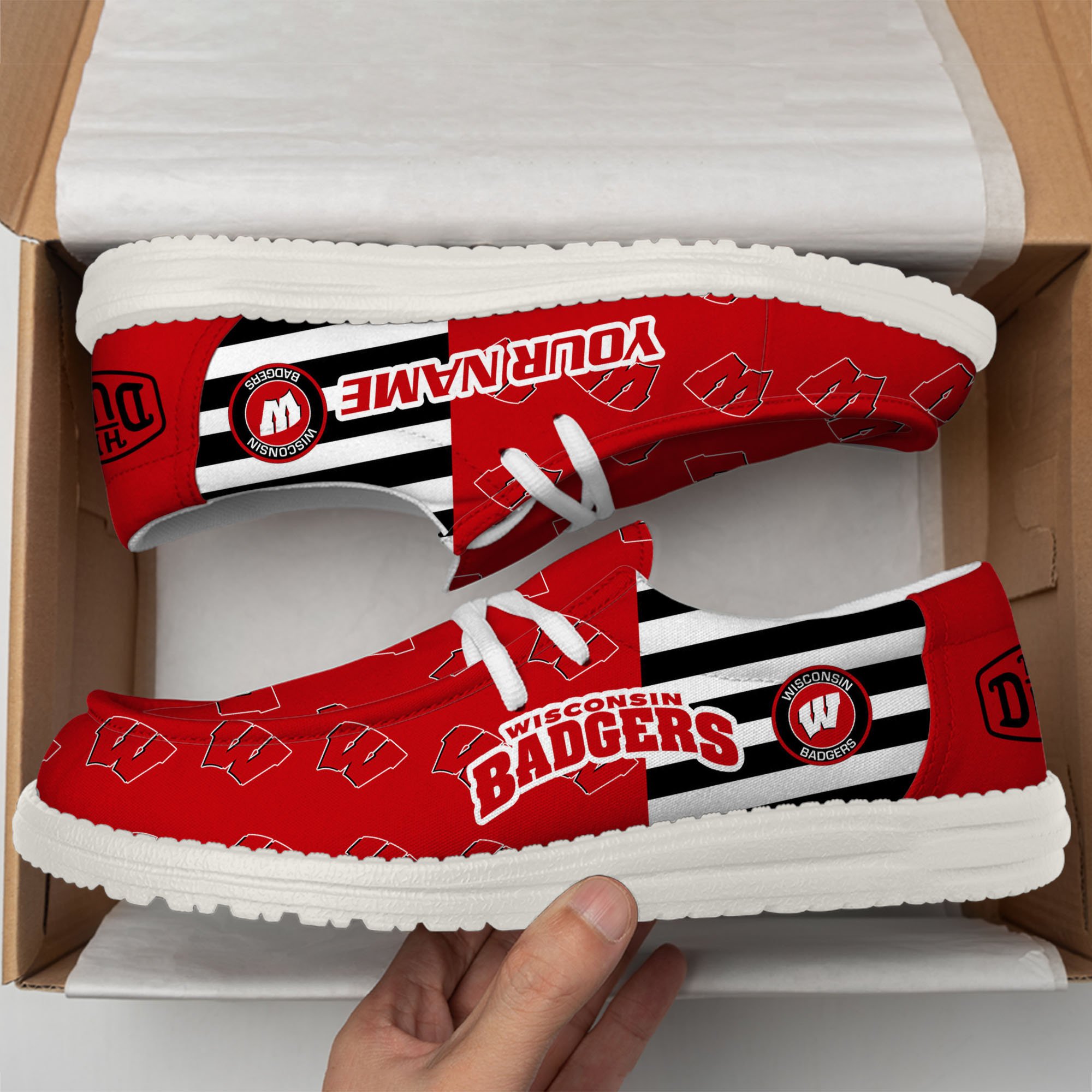 Wisconsin Badgers Personalized Hey Dude Shoes For Men And Women ST4935