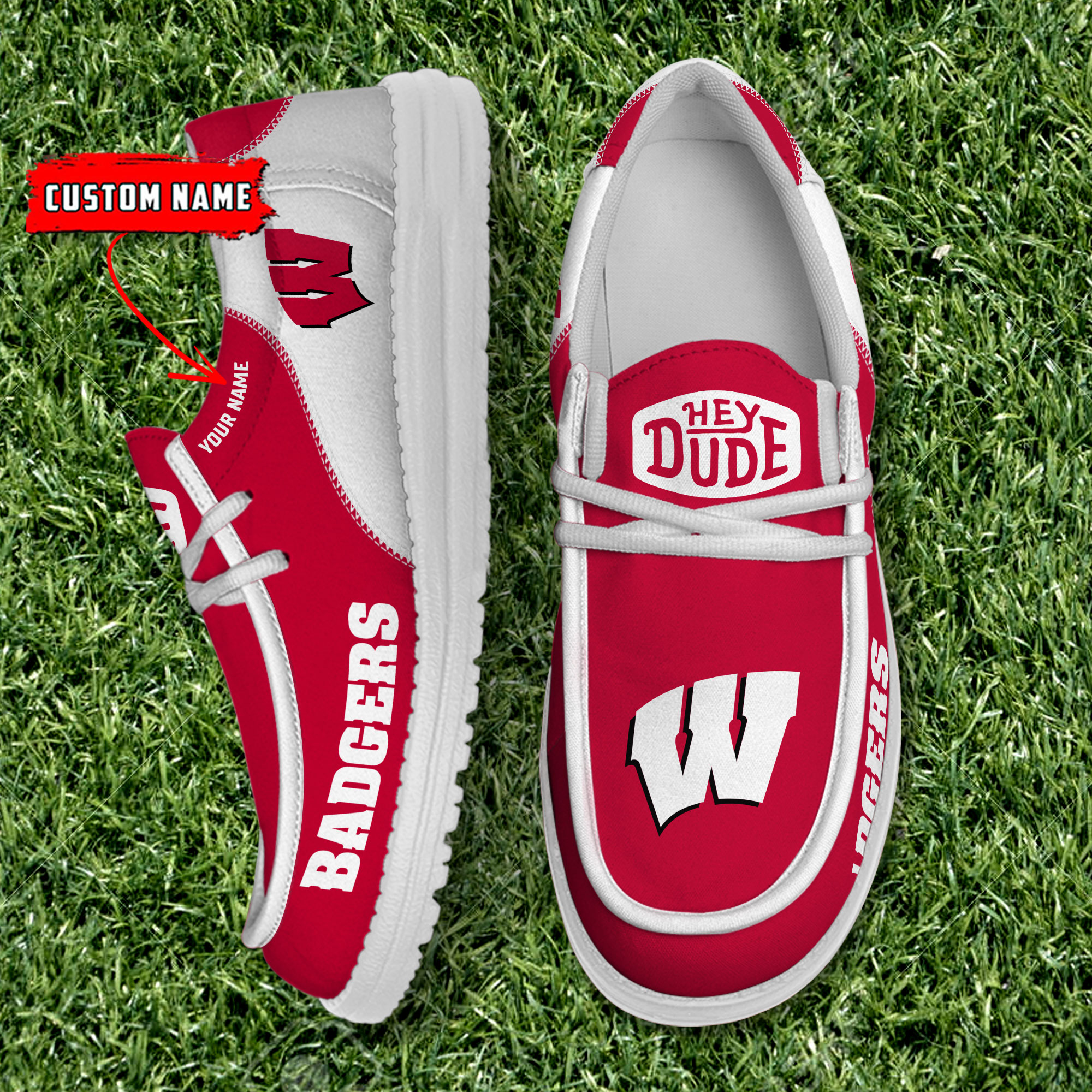 Wisconsin Badgers Personalized Hey Dude Shoes For Men And Women ST5296