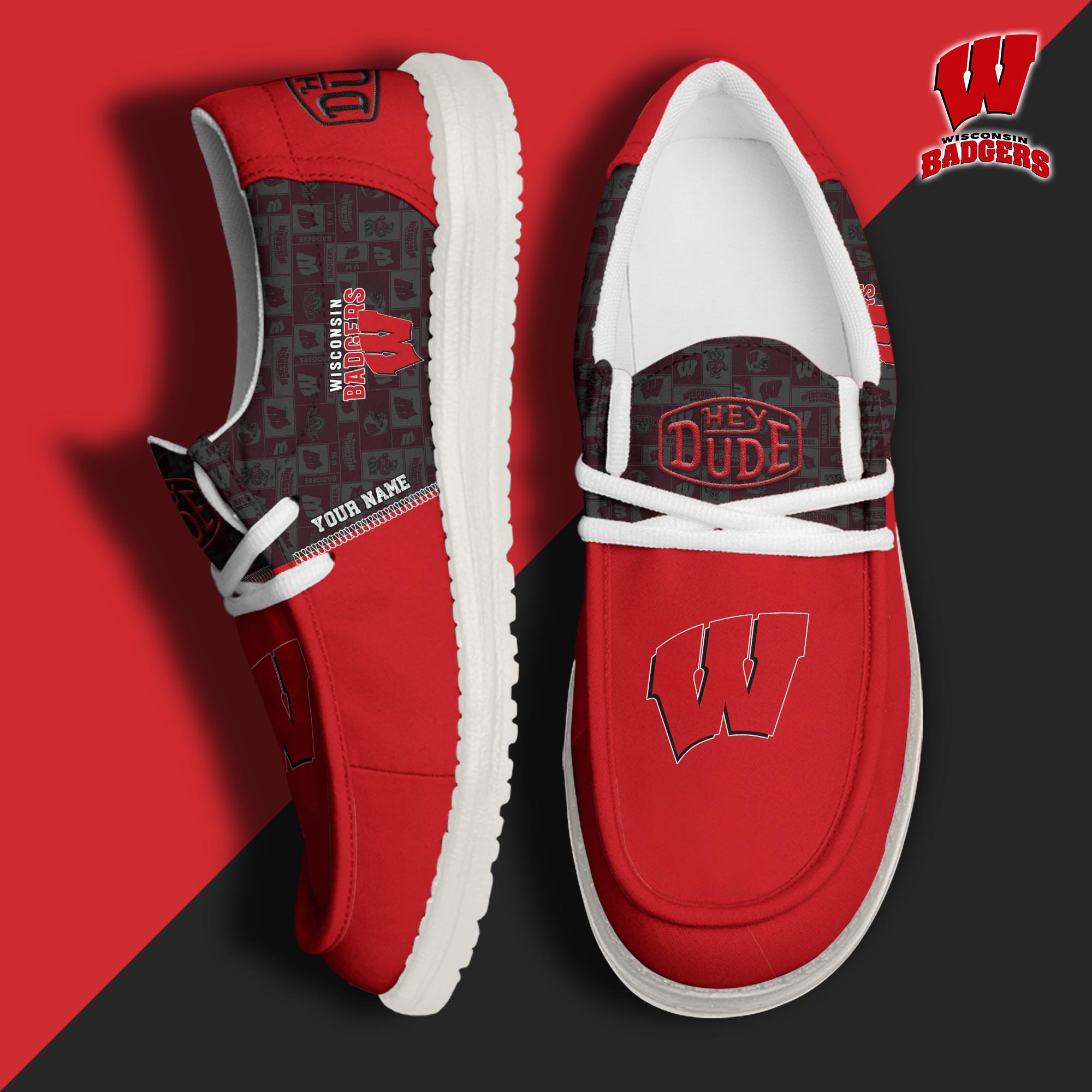 Wisconsin Badgers Personalized Hey Dude Shoes For Men And Women ST6329