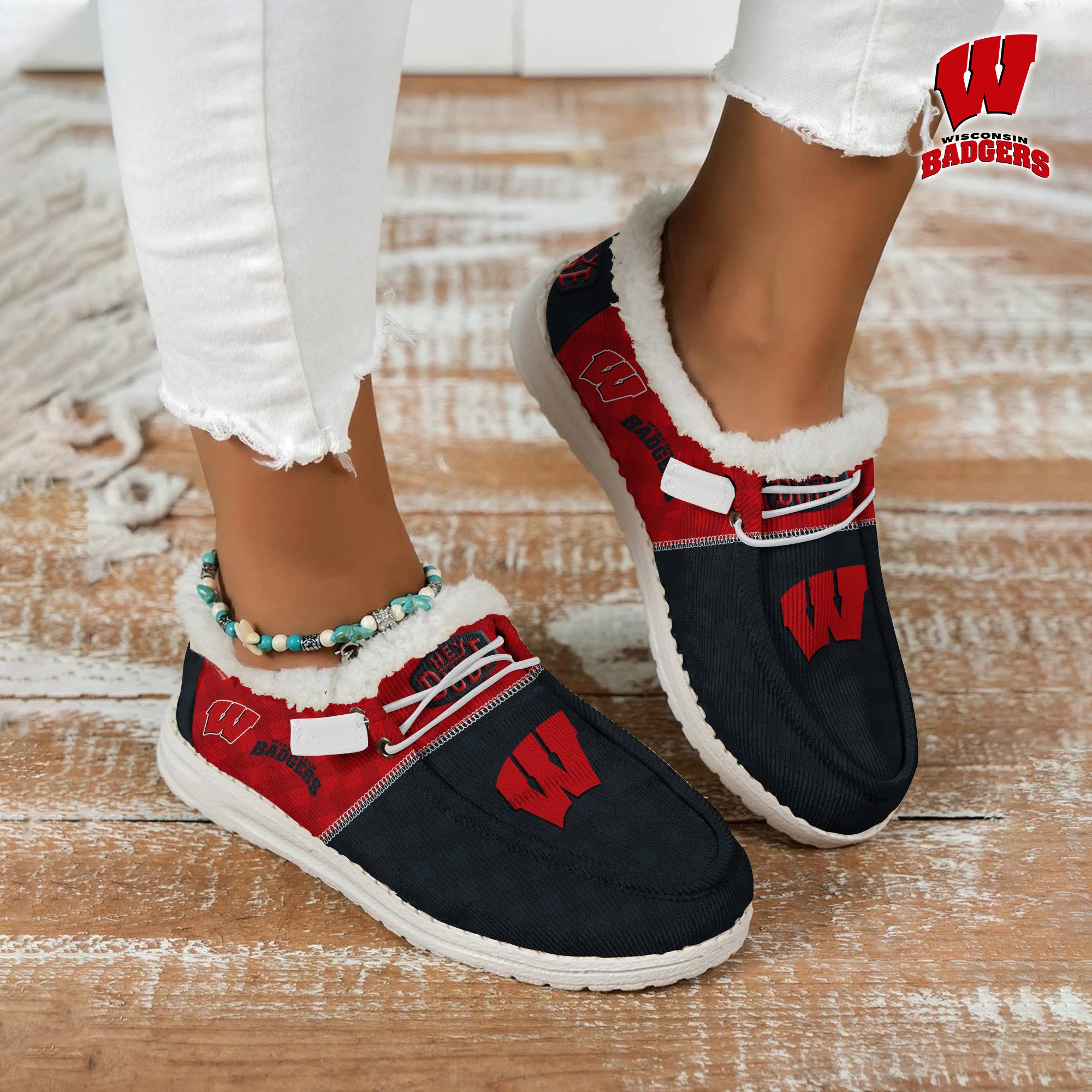 Wisconsin Badgers Personalized Hey Dude Shoes For Men And Women ST6457
