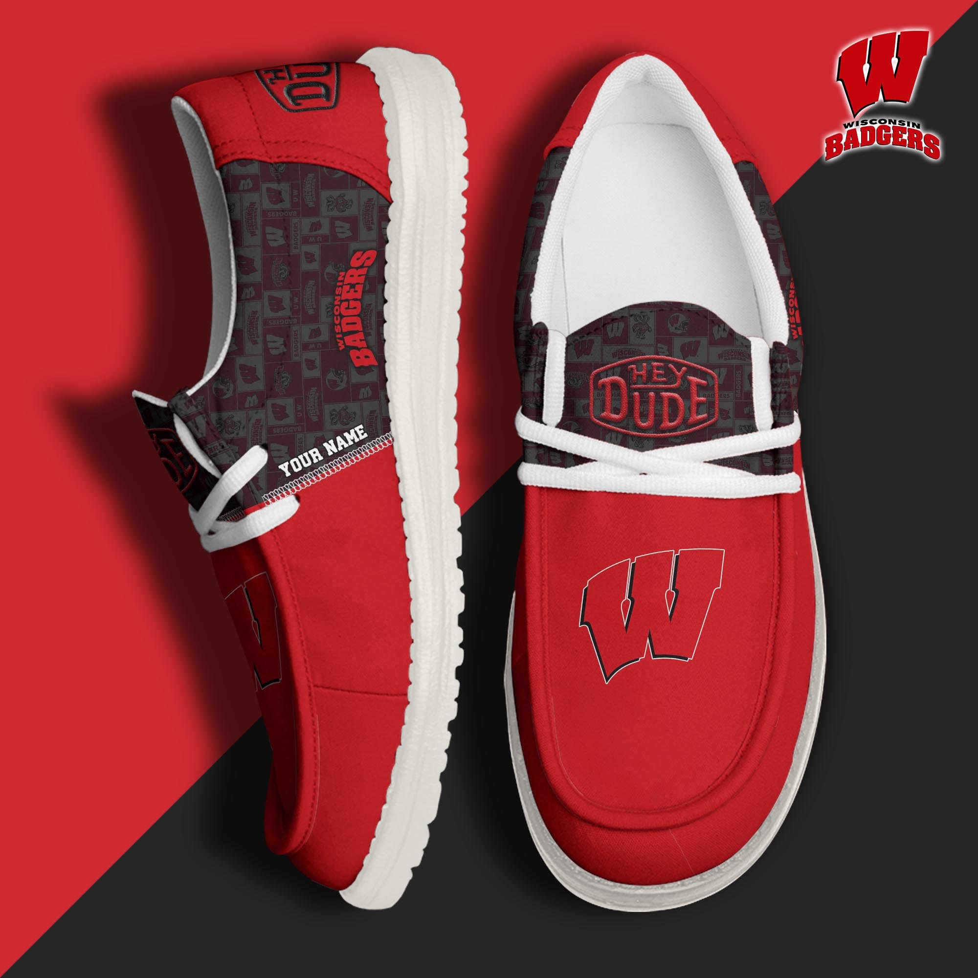 Wisconsin Badgers Personalized Hey Dude Shoes For Men And Women ST7053