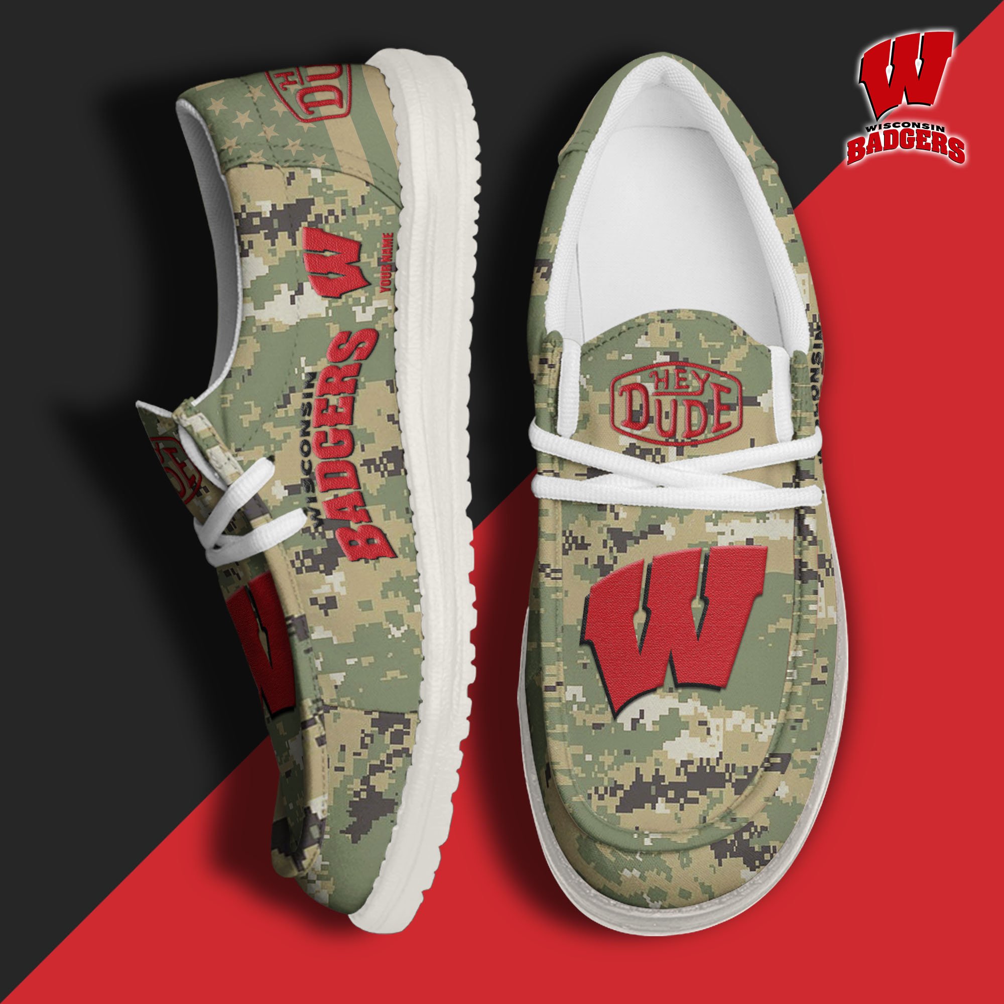 Wisconsin Badgers Personalized Hey Dude Shoes For Men And Women ST7574