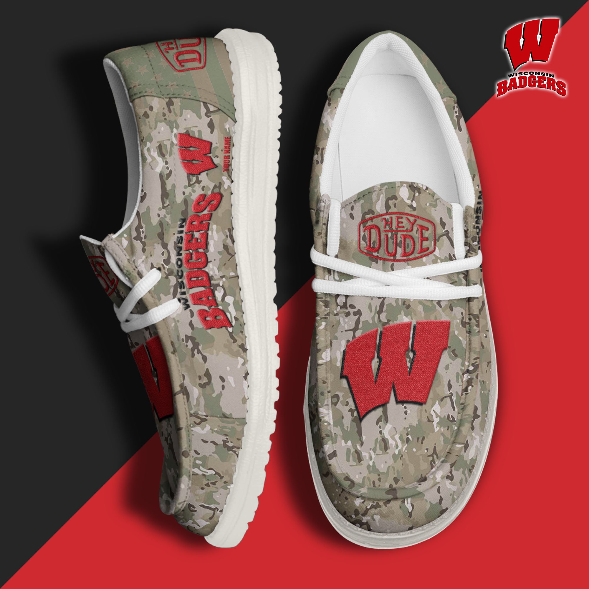 Wisconsin Badgers Personalized Hey Dude Shoes For Men And Women ST7941