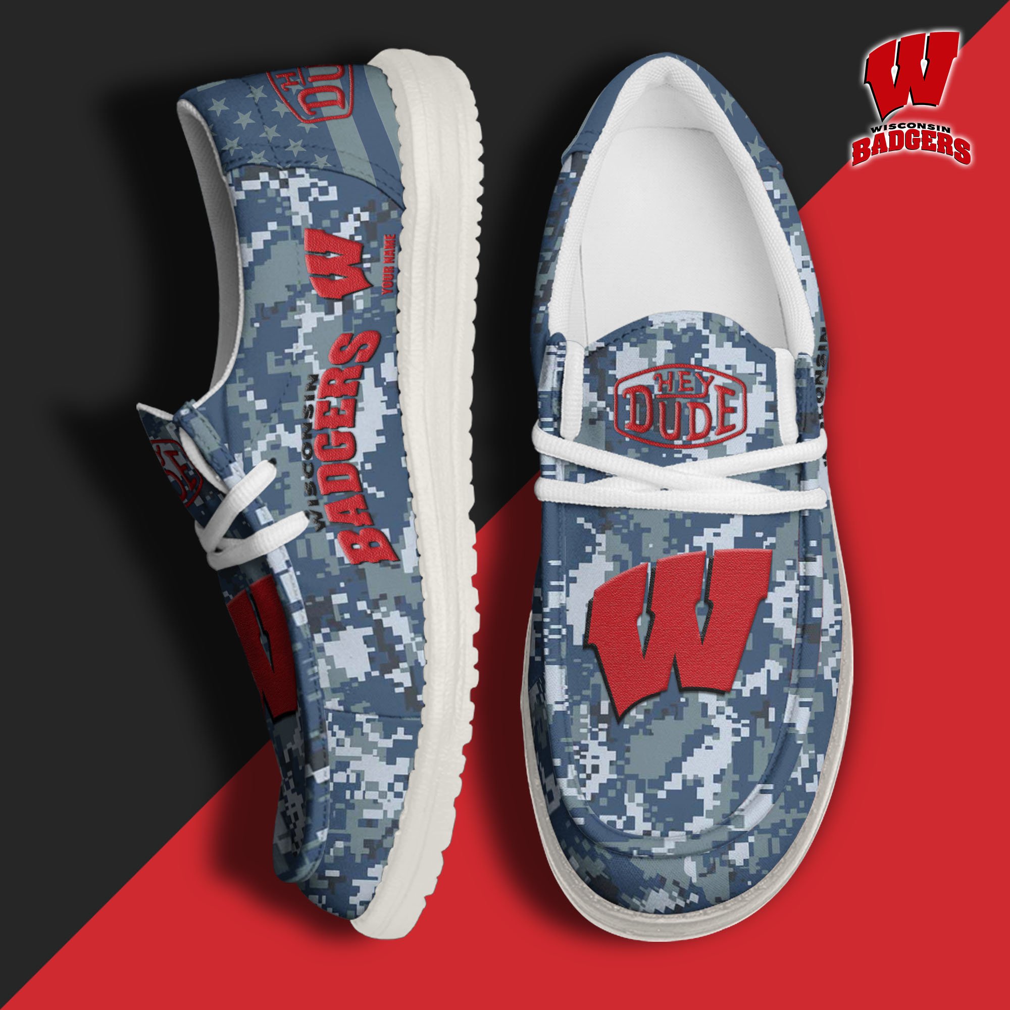 Wisconsin Badgers Personalized Hey Dude Shoes For Men And Women ST8200