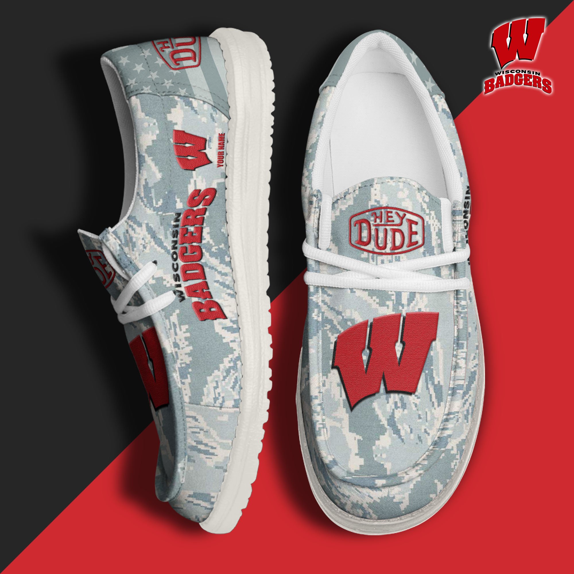 Wisconsin Badgers Personalized Hey Dude Shoes For Men And Women ST8287